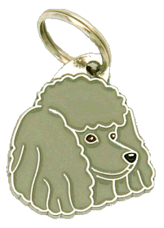 Poodle cinza <br> (placa de identificação para cães, Gravado incluído)